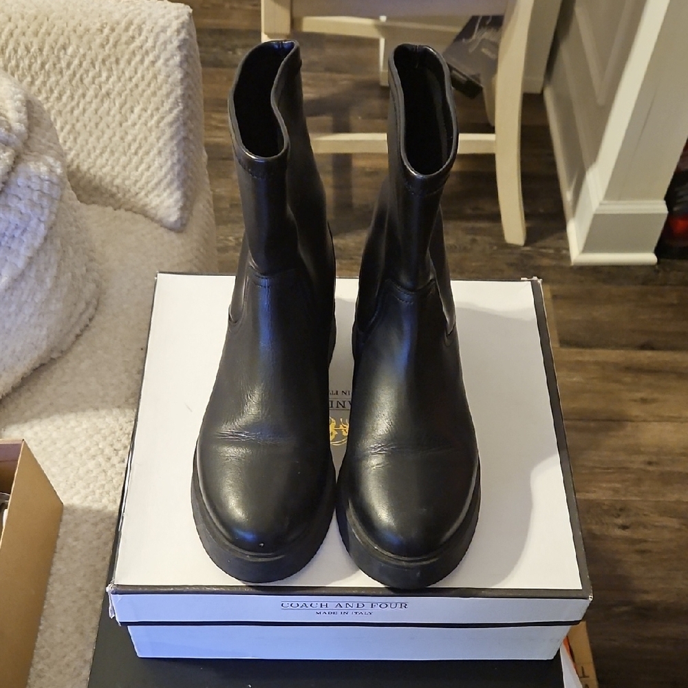 Coach and Four Black Leather Boots